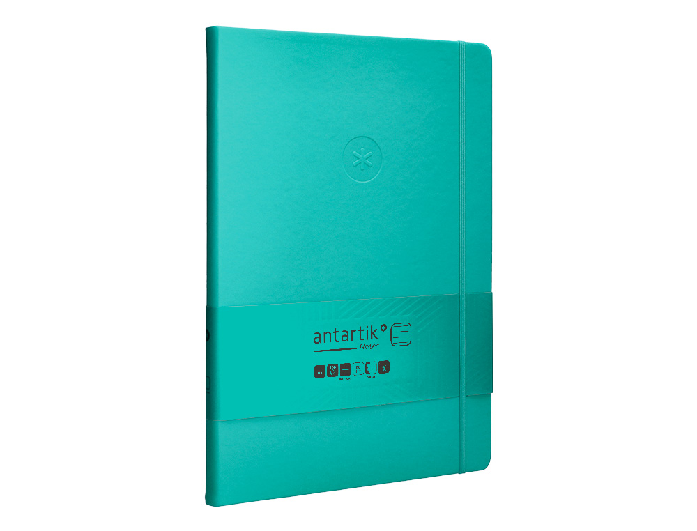 CADERNO COM ELASTICO ANTARTIK NOTES CAPA DURA A4 PAUTADO TURQUESA 100 FOLHAS 80 GR FSC