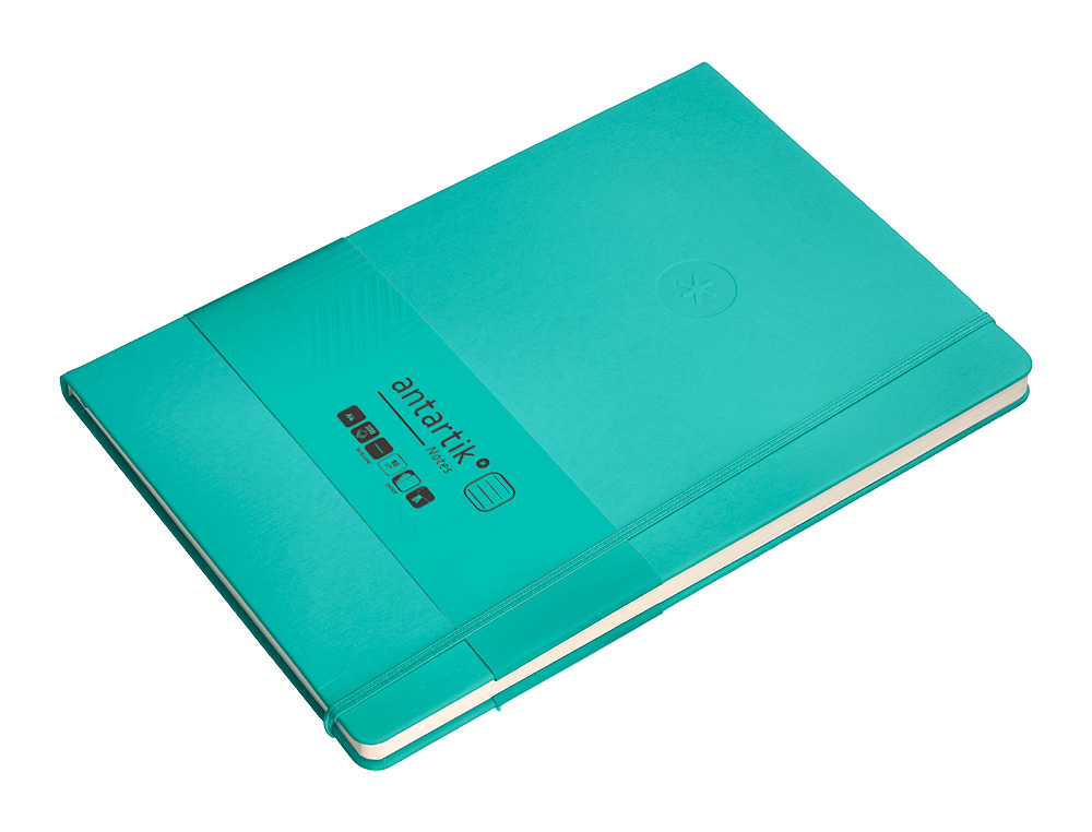 CADERNO COM ELASTICO ANTARTIK NOTES CAPA DURA A4 PAUTADO TURQUESA 100 FOLHAS 80 GR FSC