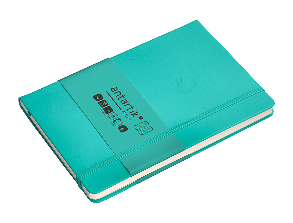 CADERNO COM ELASTICO ANTARTIK NOTES CAPA DURA A5 QUADRICULADO TURQUESA 100 FOLHAS 80 GR FSC