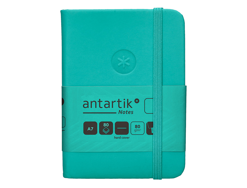 CADERNO COM ELASTICO ANTARTIK NOTES CAPA DURA A7 LISO TURQUESA 80 FOLHAS 80 GR FSC