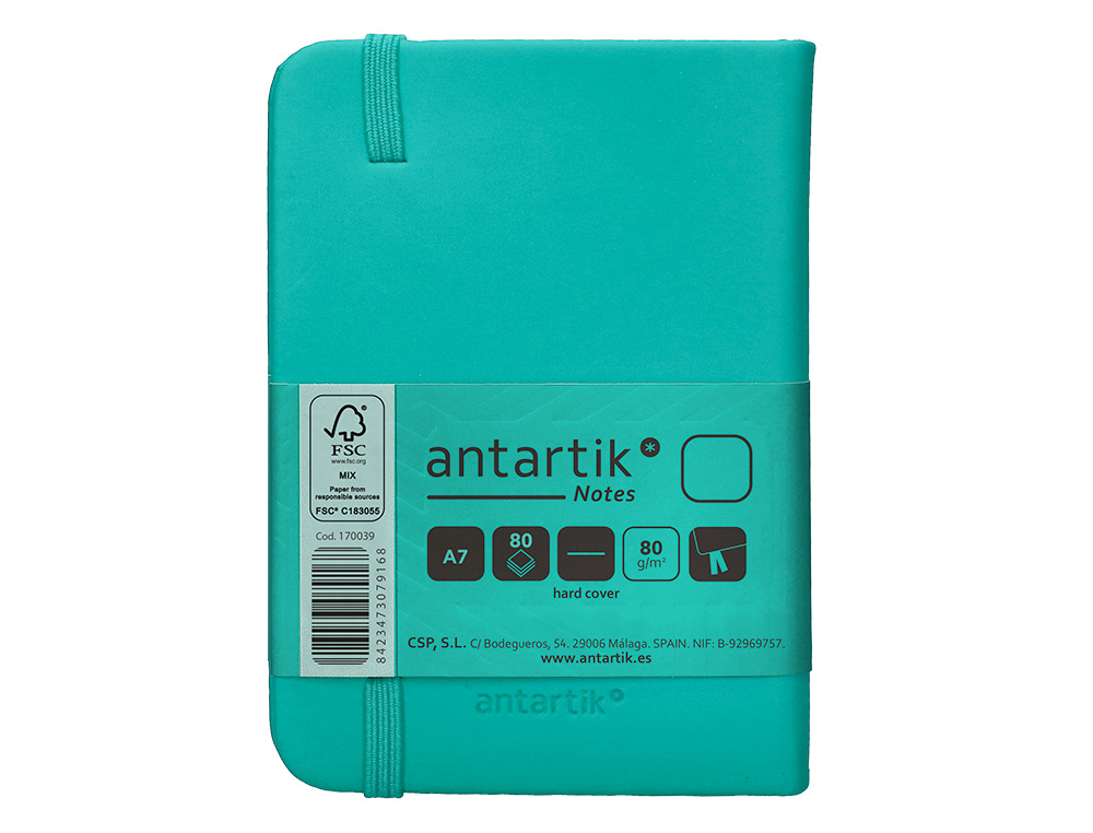 CADERNO COM ELASTICO ANTARTIK NOTES CAPA DURA A7 LISO TURQUESA 80 FOLHAS 80 GR FSC