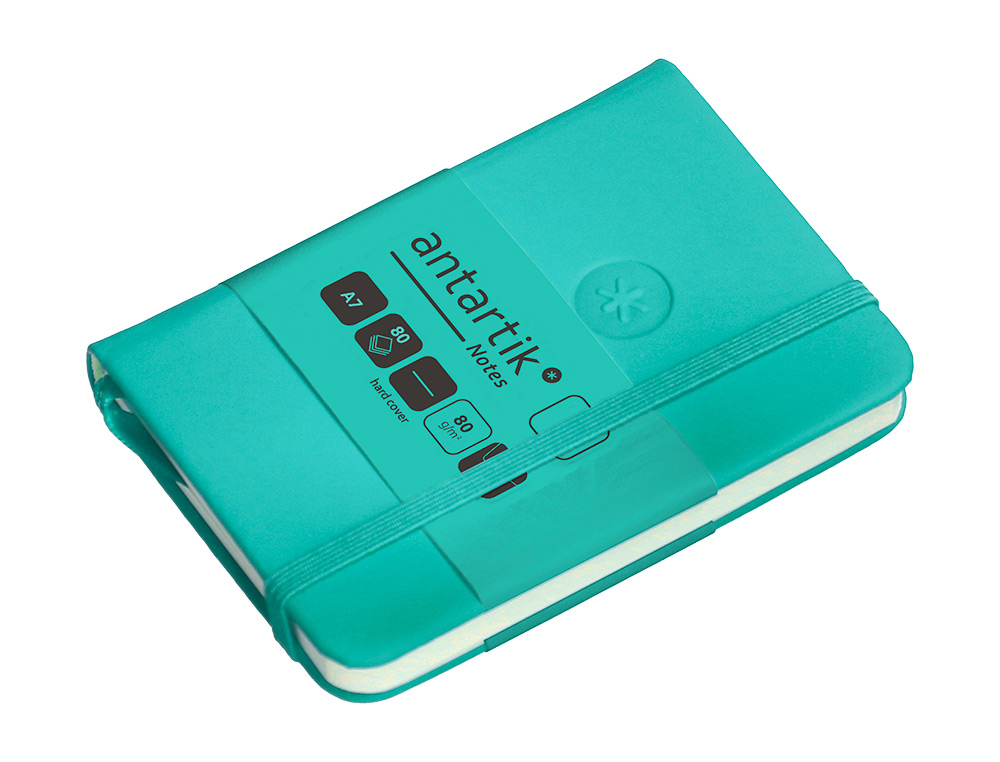 CADERNO COM ELASTICO ANTARTIK NOTES CAPA DURA A7 LISO TURQUESA 80 FOLHAS 80 GR FSC