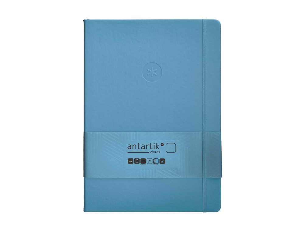 CADERNO COM ELASTICO ANTARTIK NOTES CAPA DURA A4 LISO AZUL CLARO 100 FOLHAS 80 GR FSC