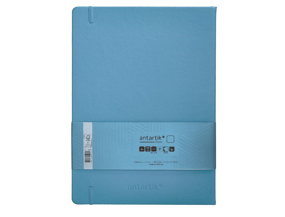 CADERNO COM ELASTICO ANTARTIK NOTES CAPA DURA A4 LISO AZUL CLARO 100 FOLHAS 80 GR FSC