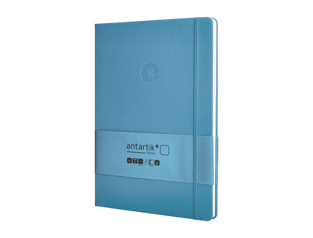CADERNO COM ELASTICO ANTARTIK NOTES CAPA DURA A4 LISO AZUL CLARO 100 FOLHAS 80 GR FSC