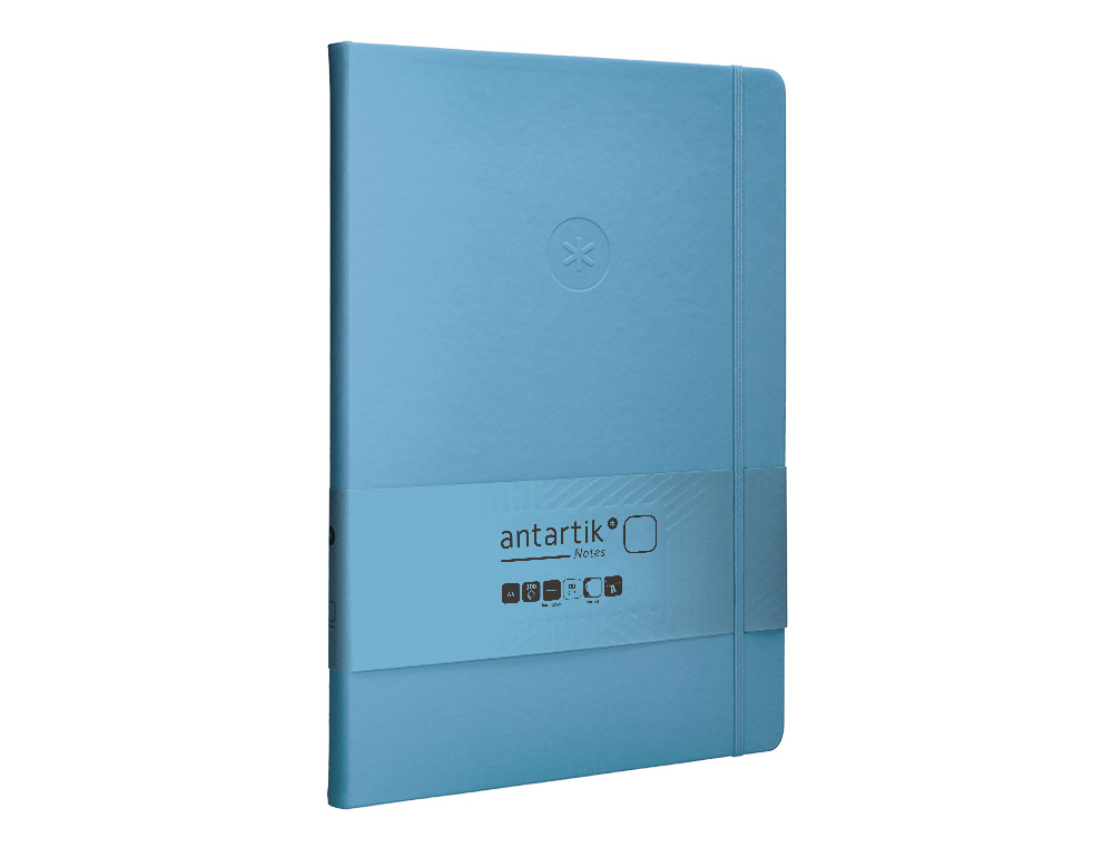CADERNO COM ELASTICO ANTARTIK NOTES CAPA DURA A4 LISO AZUL CLARO 100 FOLHAS 80 GR FSC