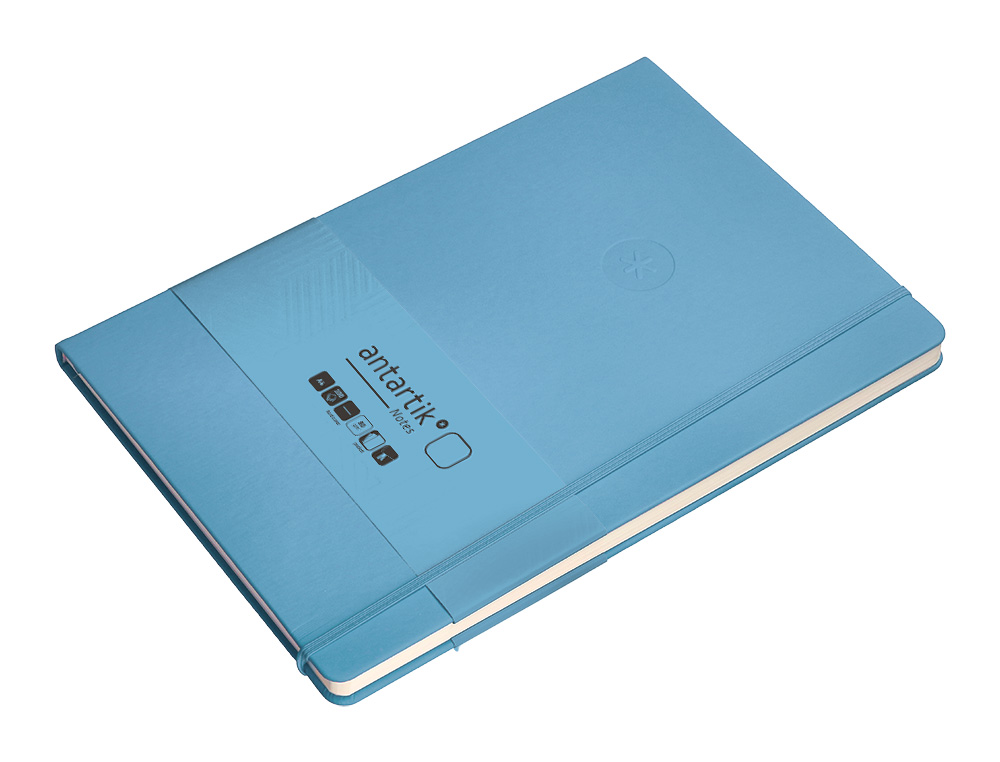 CADERNO COM ELASTICO ANTARTIK NOTES CAPA DURA A4 LISO AZUL CLARO 100 FOLHAS 80 GR FSC