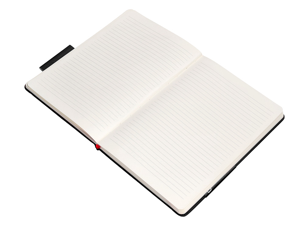 CADERNO COM ELASTICO ANTARTIK NOTES CAPA DURA A5 PAUTADO PRETO E VERMELHO 100 FOLHAS 80 GR FSC