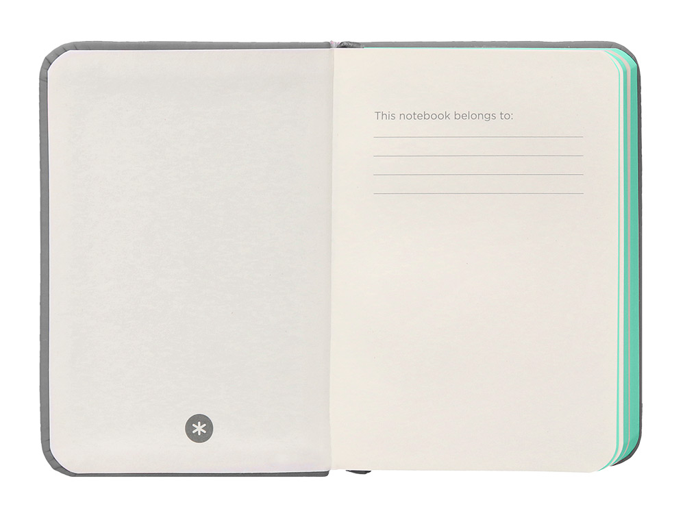 CADERNO COM ELASTICO ANTARTIK NOTES CAPA DURA A7 LISO CINZA E TURQUESA 80 FOLHAS 80 GR FSC