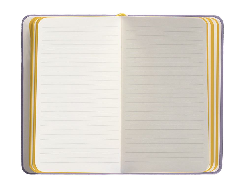 CADERNO COM ELASTICO ANTARTIK NOTES CAPA DURA A6 PAUTADO ROXO E AMARELO 100 FOLHAS 80 GR FSC