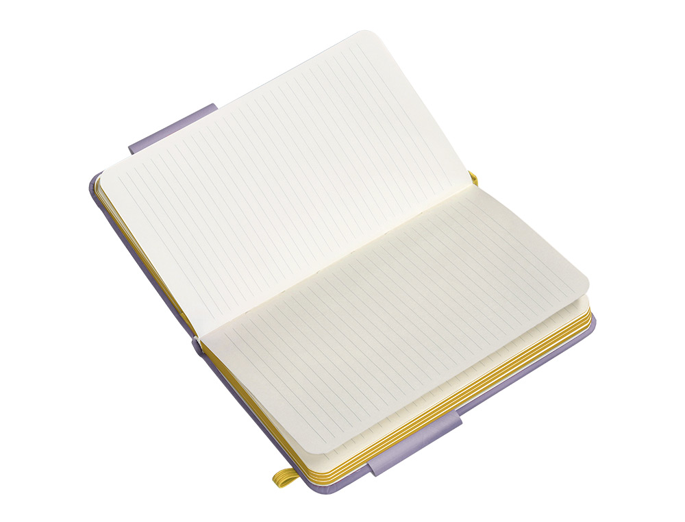 CADERNO COM ELASTICO ANTARTIK NOTES CAPA DURA A6 PAUTADO ROXO E AMARELO 100 FOLHAS 80 GR FSC