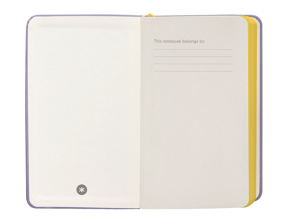 CADERNO COM ELASTICO ANTARTIK NOTES CAPA DURA A6 PAUTADO ROXO E AMARELO 100 FOLHAS 80 GR FSC