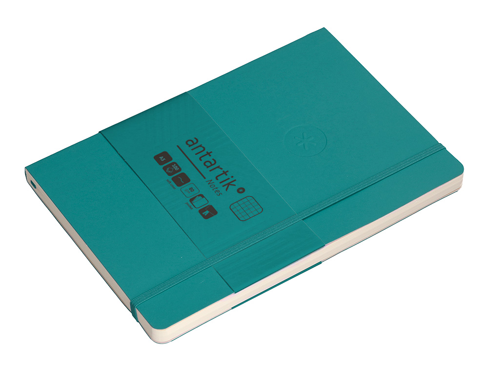 CADERNO COM ELASTICO ANTARTIK NOTES CAPA MOLE A5 QUADRICULADO VERDE AGUA-MARINHA 80 FOLHAS 80 GR FSC