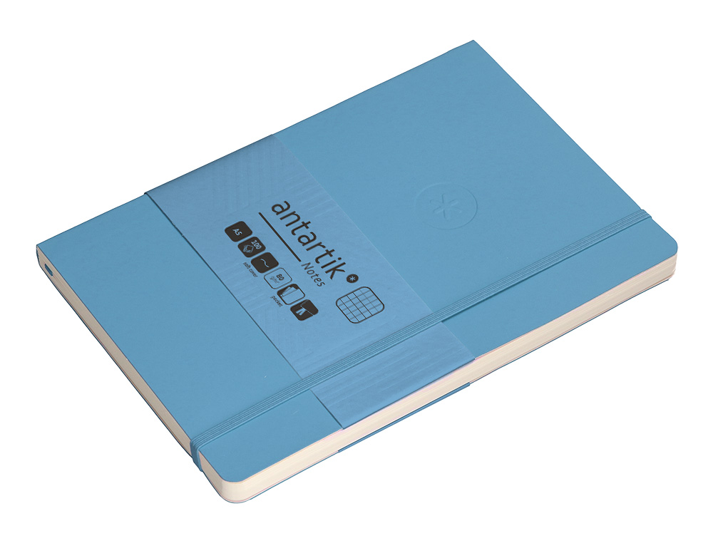 CADERNO COM ELASTICO ANTARTIK NOTES CAPA MOLE A5 QUADRICULADO AZUL CLARO 80 FOLHAS 80 GR FSC
