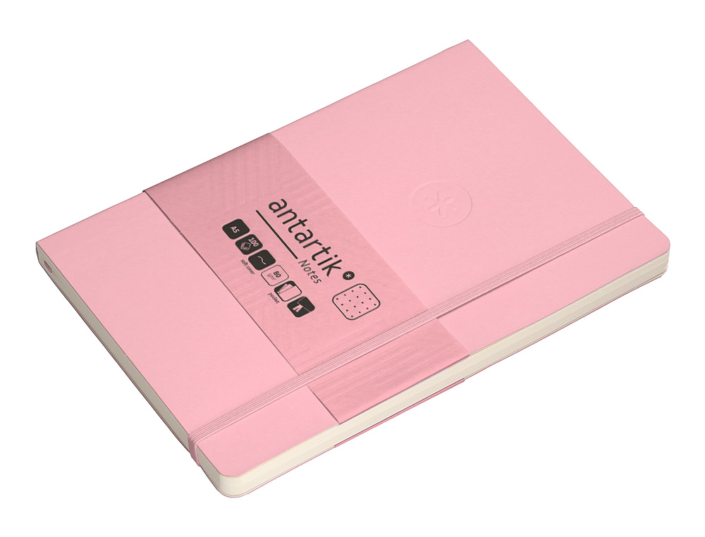CADERNO COM ELASTICO ANTARTIK NOTES CAPA MOLE A5 PONTILHADO ROSA PASTEL 80 FOLHAS 80 GR FSC
