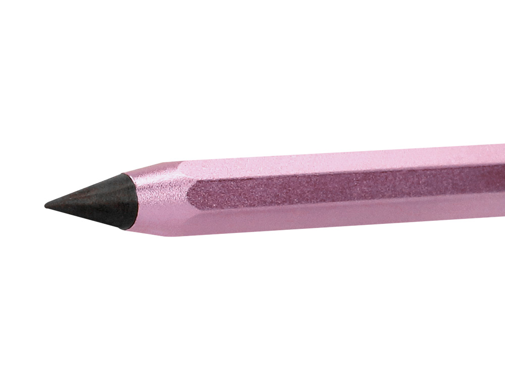 LAPIS DE GRAFITE LIDERPAPEL INFINITO COM BORRACHA ALUMINIO HEXAGONAL ROSA ULTRA RESISTENTE 1 PONTA DE RECARGA