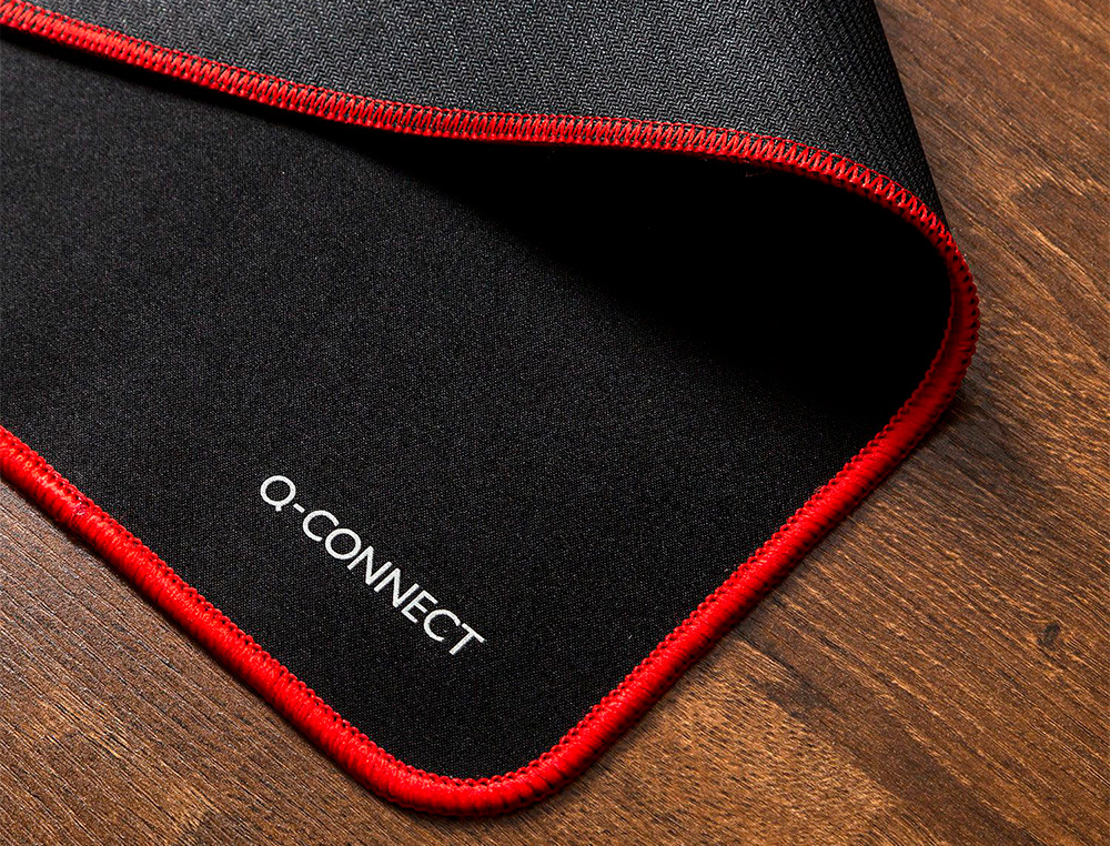 TAPETE PARA RATO Q-CONNECT XXL PRETO COM BORDA VERMELHA 900X400 MM