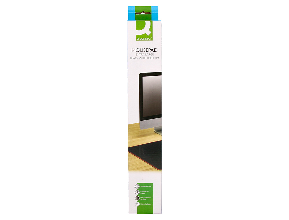 TAPETE PARA RATO Q-CONNECT XXL PRETO COM BORDA VERMELHA 900X400 MM