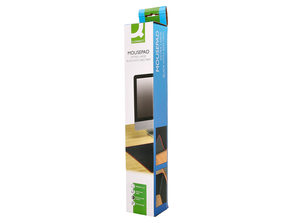 TAPETE PARA RATO Q-CONNECT XXL PRETO COM BORDA VERMELHA 900X400 MM