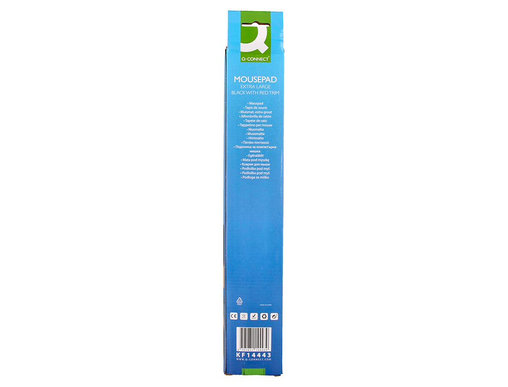 TAPETE PARA RATO Q-CONNECT XXL PRETO COM BORDA VERMELHA 900X400 MM