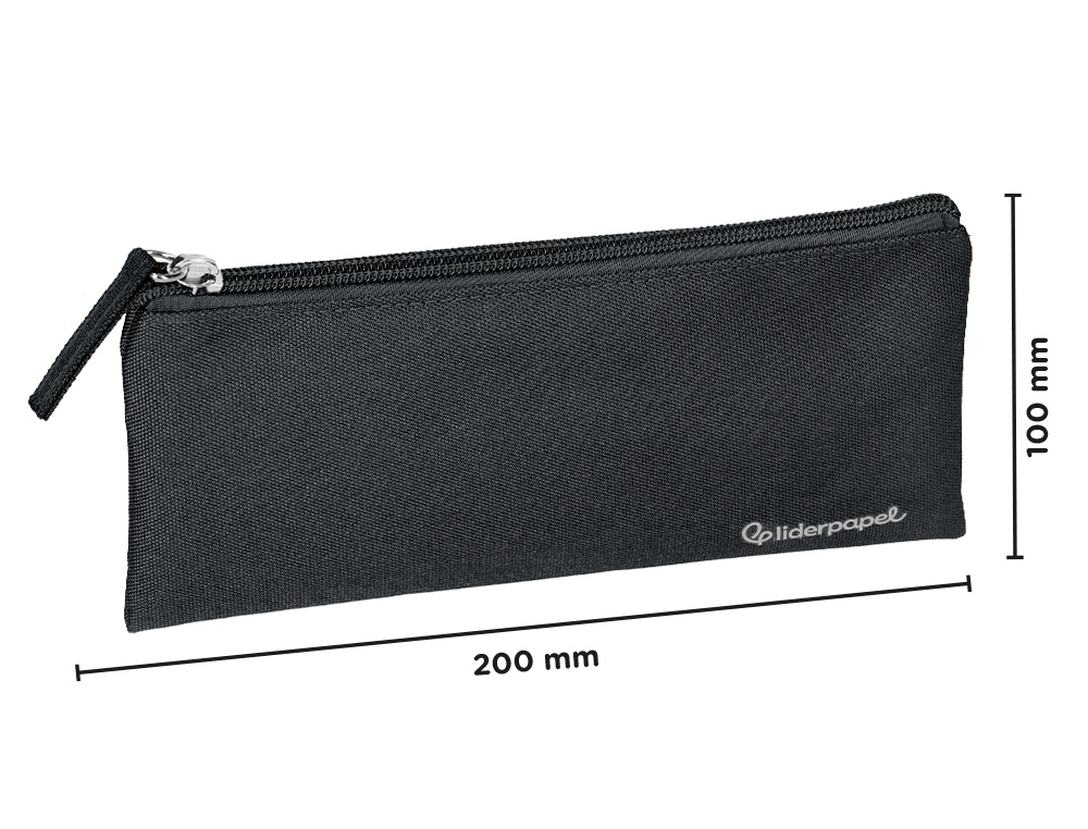 ESTOJO ESCOLAR LIDERPAPEL PLANO LARGO UM FECHO 200X100 MM PRETO