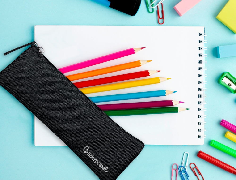 ESTOJO ESCOLAR LIDERPAPEL PLANO ESTREITO UM FECHO 200X60 MM PRETO