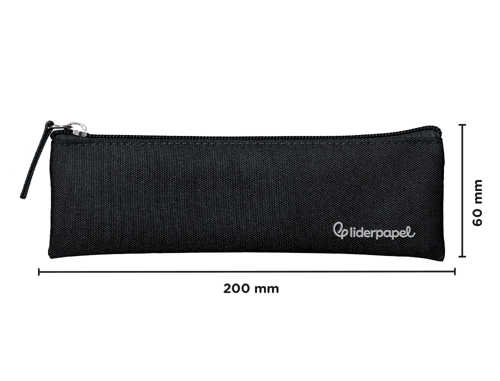 ESTOJO ESCOLAR LIDERPAPEL PLANO ESTREITO UM FECHO 200X60 MM PRETO