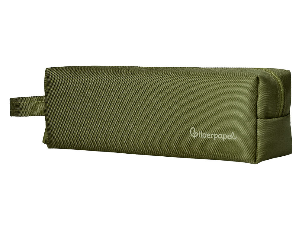 ESTOJO ESCOLAR LIDERPAPEL CLASSIC RETANGULAR COM ASA 210X70 MM VERDE MILITAR