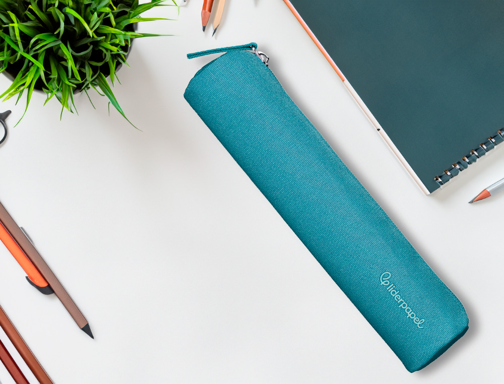 ESTOJO ESCOLAR LIDERPAPEL CILINDRICO ESTREITO 220X45 MM AZUL CELESTE