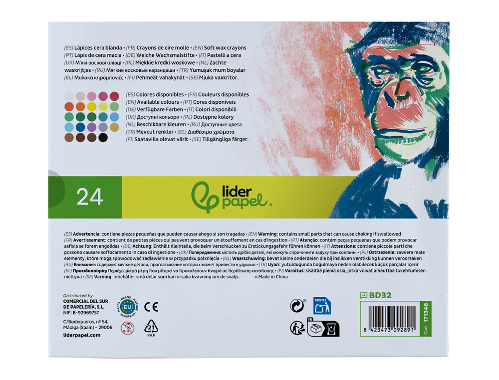 LAPIS CERA LIDERPAPEL HEXAGONAL CAIXA DE 24UNIDADES CORES SORTIDAS