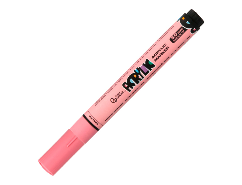 MARCADOR LIDERPAPEL ACRYLIC BASE AGUA TODO TIPO DE SUPERFICIE PONTA REDONDA 3 MM CAIXA DE 8 UNIDADES CORES