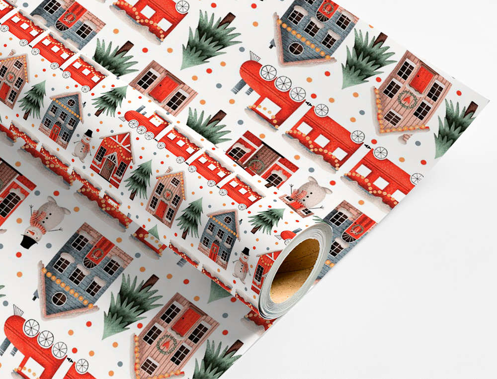 PAPEL FANTASIA LIDERPAPEL NATAL ROLO LARGURA 70 CM COMPRIMENTO 2 MT GRAMAGEM 60 GR DESENHOS SORTIDOS B-2024