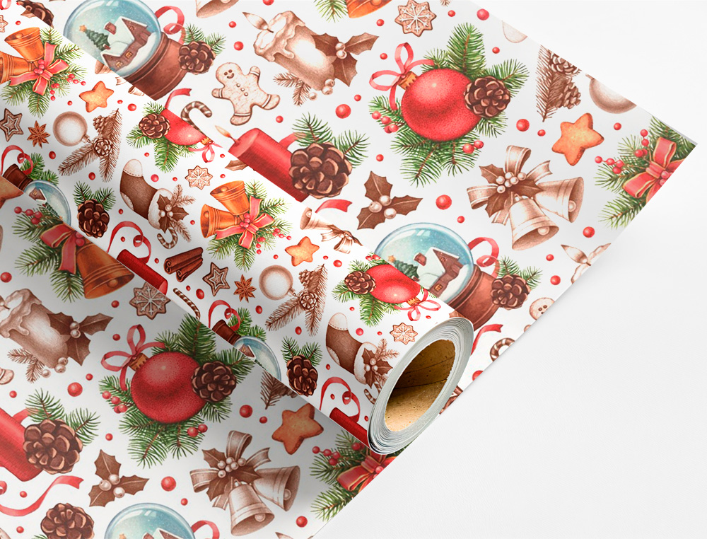 PAPEL FANTASIA LIDERPAPEL NATAL ROLO LARGURA 70 CM COMPRIMENTO 2 MT GRAMAGEM 60 GR DESENHOS SORTIDOS B-2024