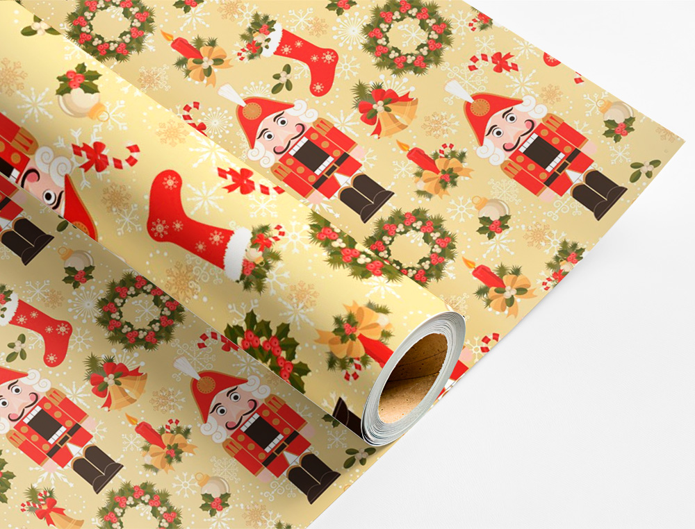 PAPEL FANTASIA LIDERPAPEL NATAL ROLO LARGURA 70 CM COMPRIMENTO 2 MT GRAMAGEM 60 GR DESENHOS SORTIDOS B-2024