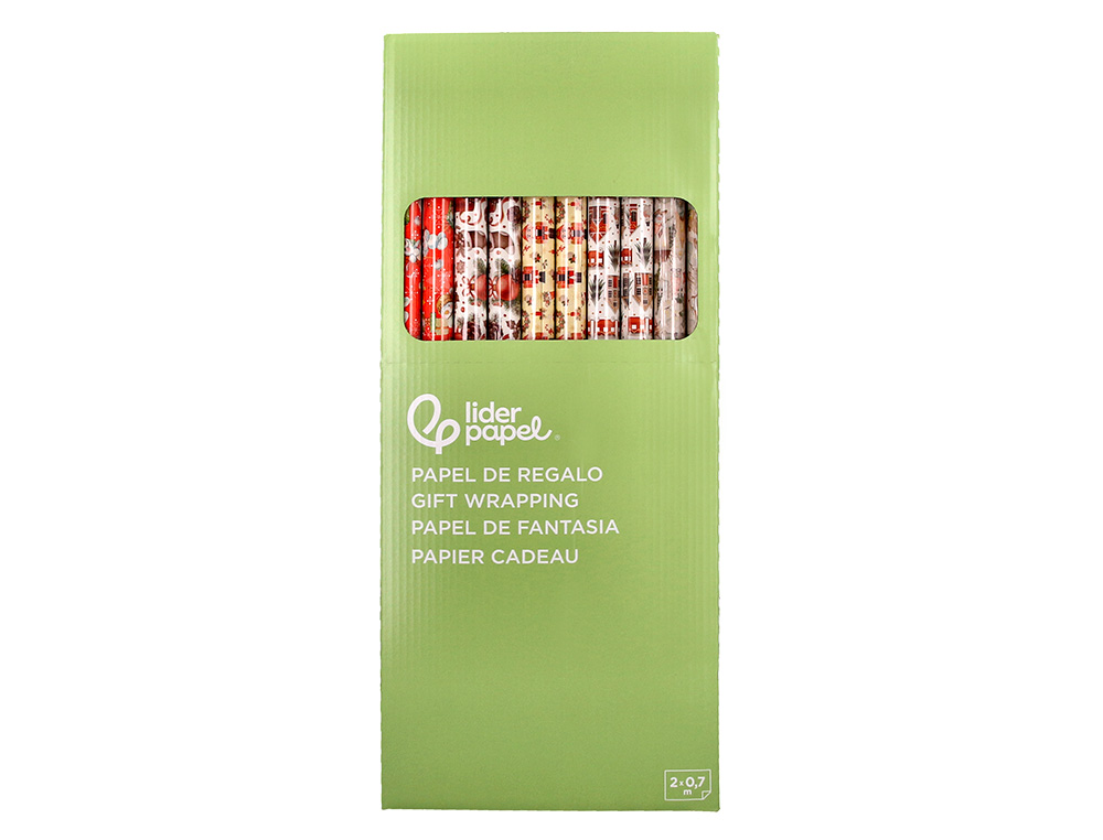 PAPEL FANTASIA LIDERPAPEL NATAL ROLO LARGURA 70 CM COMPRIMENTO 2 MT GRAMAGEM 60 GR DESENHOS SORTIDOS B-2024