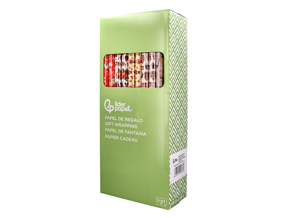PAPEL FANTASIA LIDERPAPEL NATAL ROLO LARGURA 70 CM COMPRIMENTO 2 MT GRAMAGEM 60 GR DESENHOS SORTIDOS B-2024