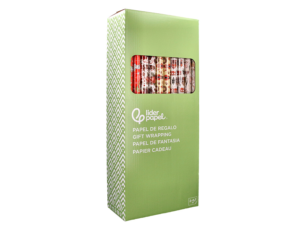 PAPEL FANTASIA LIDERPAPEL NATAL ROLO LARGURA 70 CM COMPRIMENTO 2 MT GRAMAGEM 60 GR DESENHOS SORTIDOS B-2024