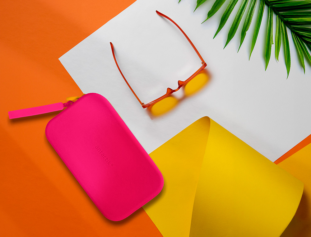 ESTOJO ESCOLAR ANTARTIK TROPICAL DIVE SILICONE SOFT RETANGULAR 190X120X25 MM ROSA FUCSIA