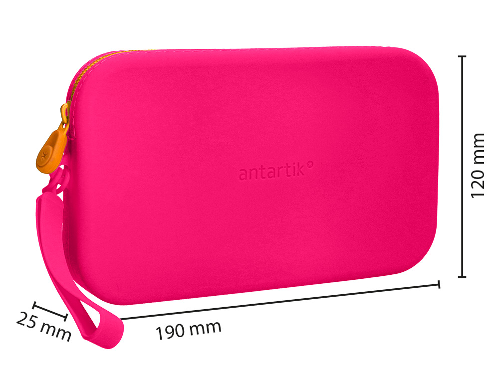 ESTOJO ESCOLAR ANTARTIK TROPICAL DIVE SILICONE SOFT RETANGULAR 190X120X25 MM ROSA FUCSIA