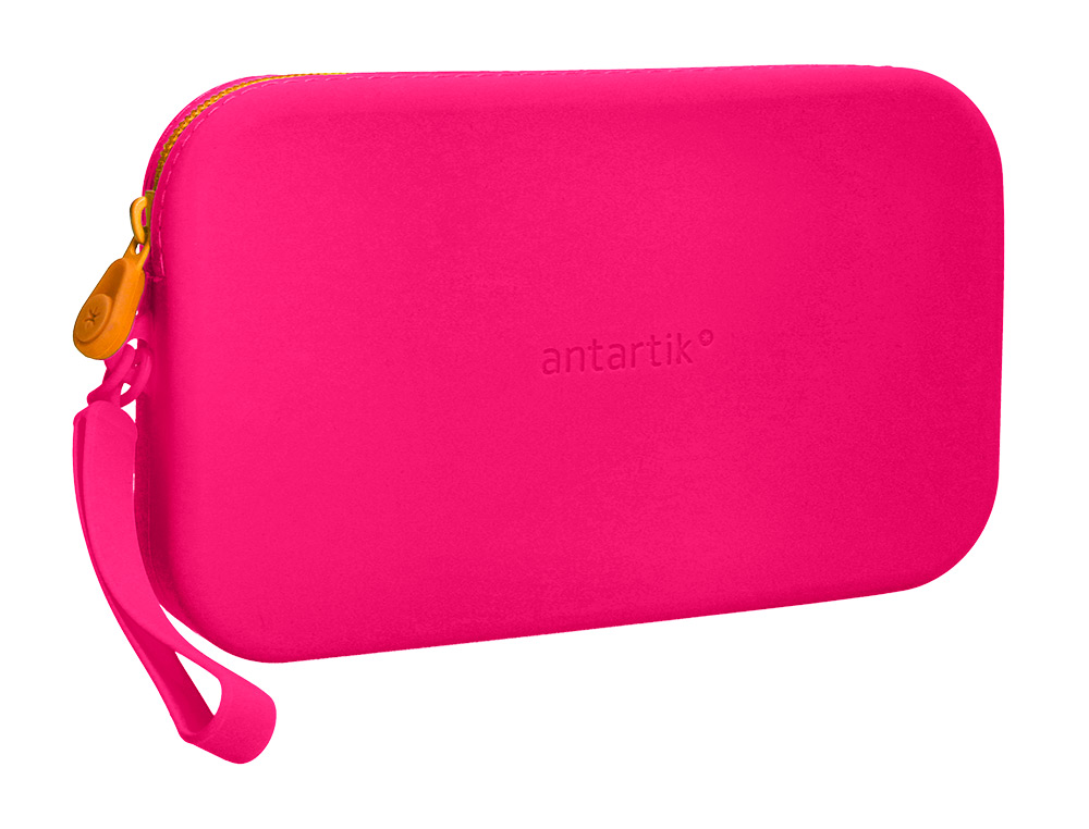 ESTOJO ESCOLAR ANTARTIK TROPICAL DIVE SILICONE SOFT RETANGULAR 190X120X25 MM ROSA FUCSIA