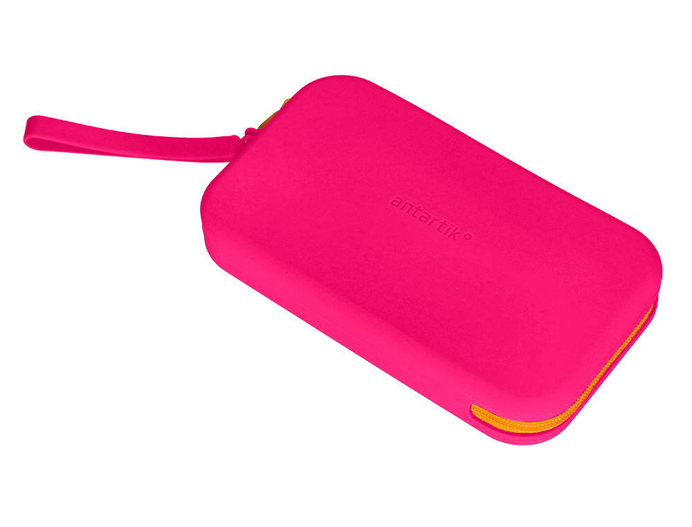 ESTOJO ESCOLAR ANTARTIK TROPICAL DIVE SILICONE SOFT RETANGULAR 190X120X25 MM ROSA FUCSIA