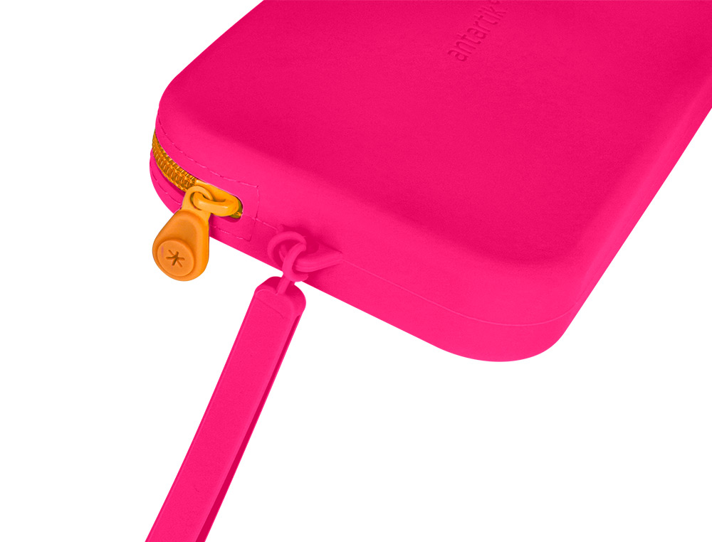 ESTOJO ESCOLAR ANTARTIK TROPICAL DIVE SILICONE SOFT RETANGULAR 190X120X25 MM ROSA FUCSIA
