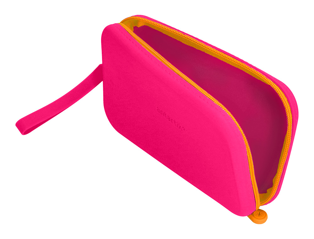 ESTOJO ESCOLAR ANTARTIK TROPICAL DIVE SILICONE SOFT RETANGULAR 190X120X25 MM ROSA FUCSIA