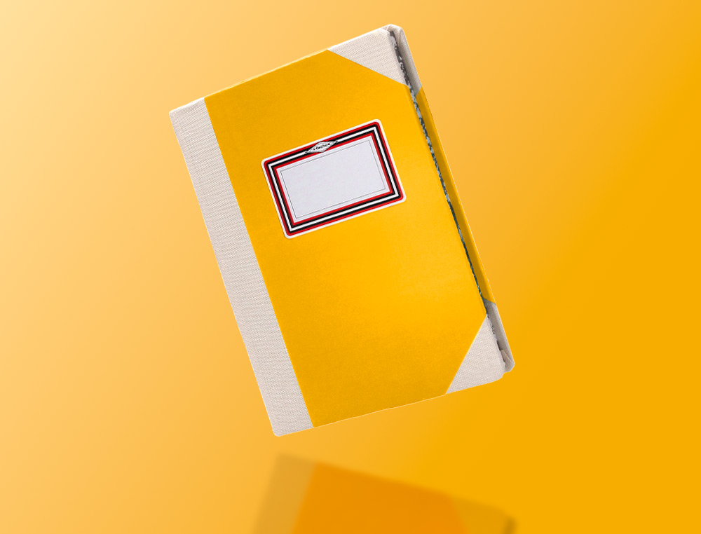 LIVRO DE CARTAO COSIDO FERNANDES FLECHA DIN A4+ LISO 50 FOLHAS 100 GR AMARELO