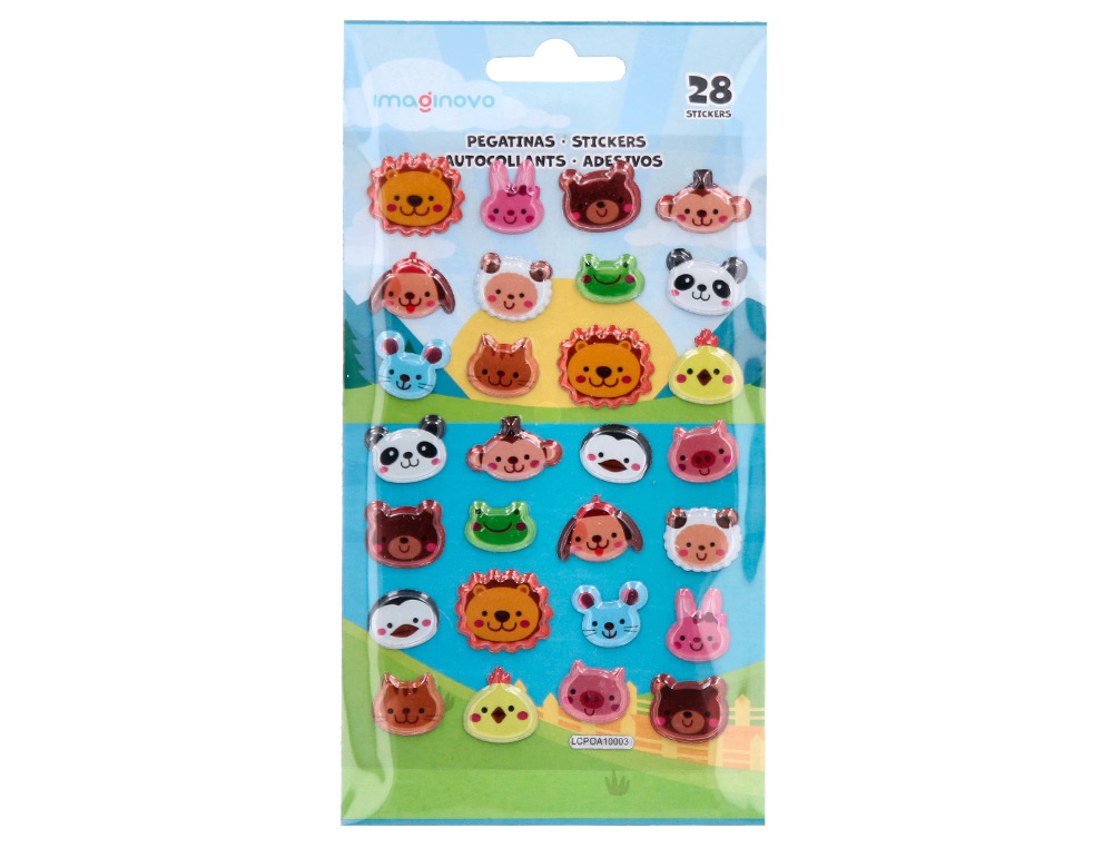 AUTOCOLANTES IMAGINOVO CUTE ANIMALS SELVAGENS COM RELEVO 190X105 MM EM BLISTER