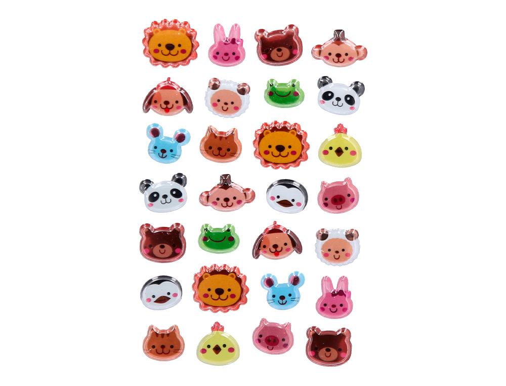 AUTOCOLANTES IMAGINOVO CUTE ANIMALS SELVAGENS COM RELEVO 190X105 MM EM BLISTER