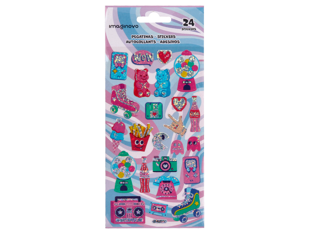 AUTOCOLANTES IMAGINOVO DESENHOS SORTIDOS HOBBIES COM BRILHO 214X100 MM EM BLISTER
