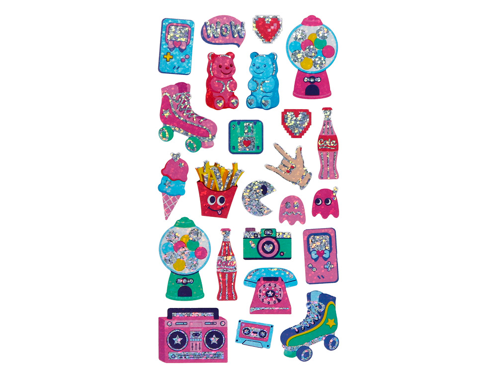 AUTOCOLANTES IMAGINOVO DESENHOS SORTIDOS HOBBIES COM BRILHO 214X100 MM EM BLISTER