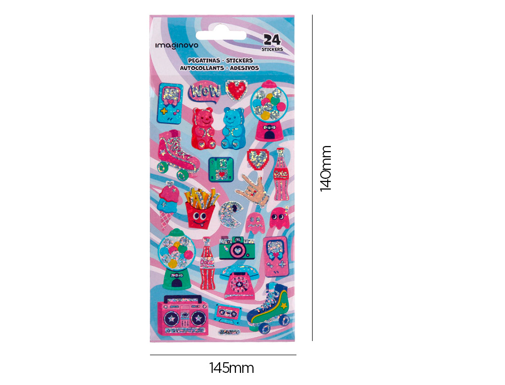 AUTOCOLANTES IMAGINOVO DESENHOS SORTIDOS HOBBIES COM BRILHO 214X100 MM EM BLISTER