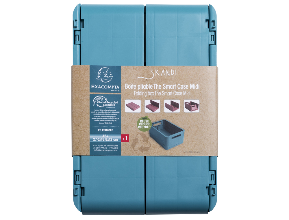 CAIXA DOBRAVEL EXACOMPTA MIDI SKANDI POLIPROPILENO RECICLADO COR AZUL PACIFICO 276X188X120 MM